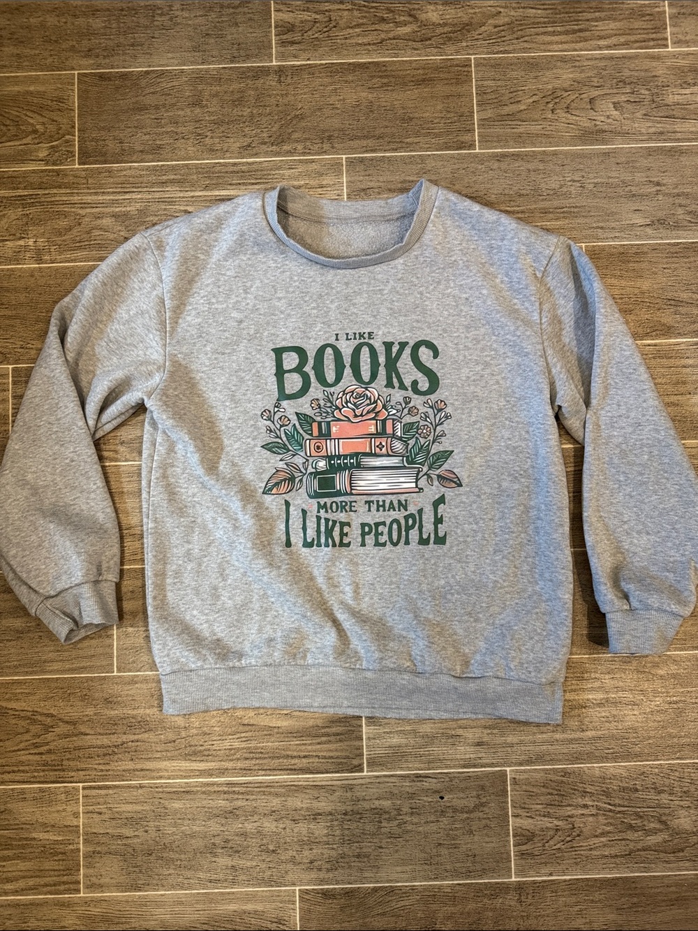 Gray 'I Like Books More Than I Like People' Graphic Sweatshirt